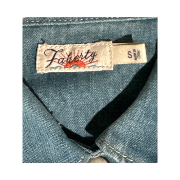 FAHERTY Denim Snap Closure Shirt, Western Style, Size Small - Picture 6 of 10